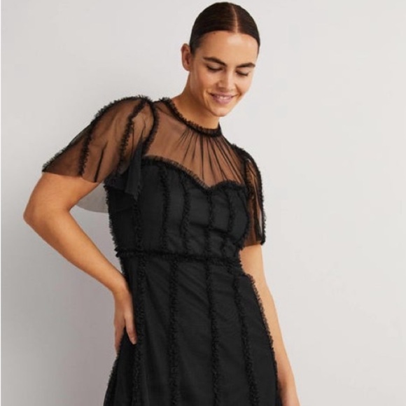 Boden | Frill Tulle Maxi Dress Black - Picture 2 of 7
